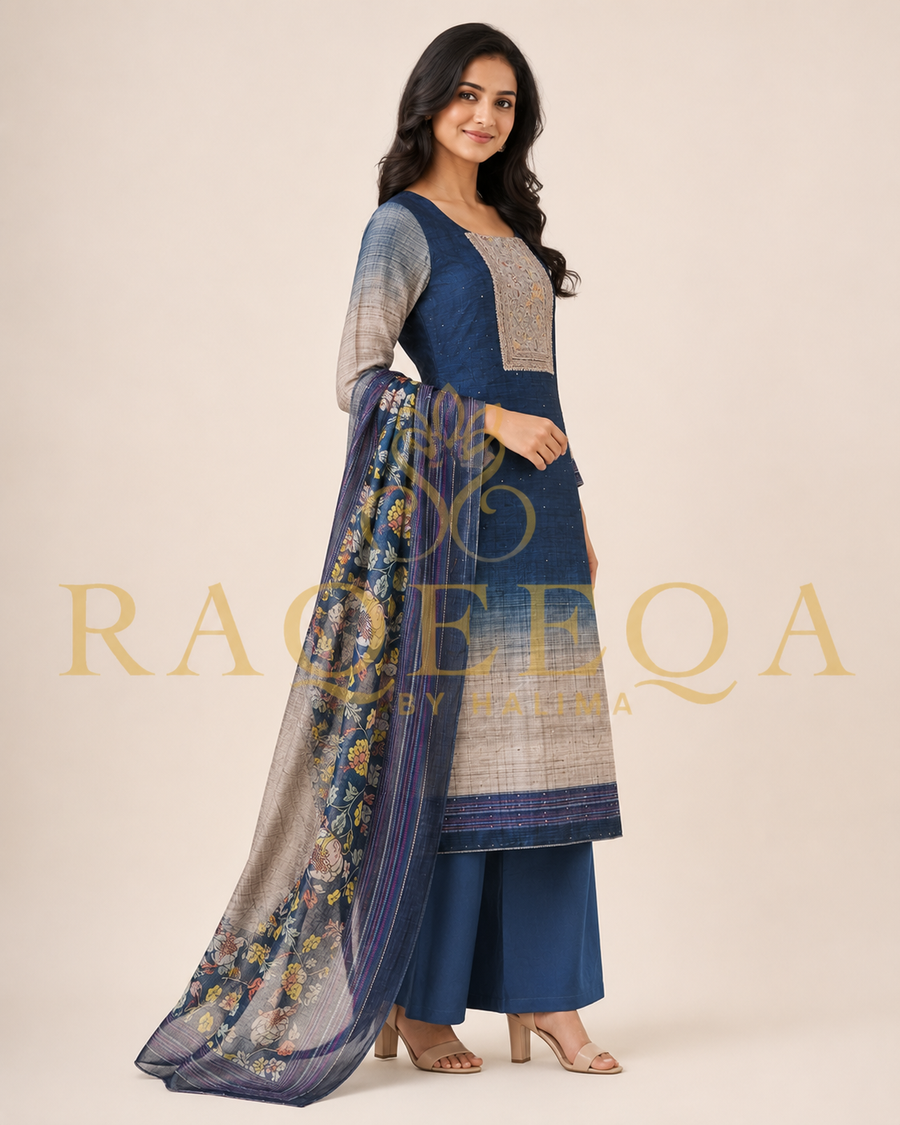Pure Tussar Silk with Handwork & All-Over Mirror Work