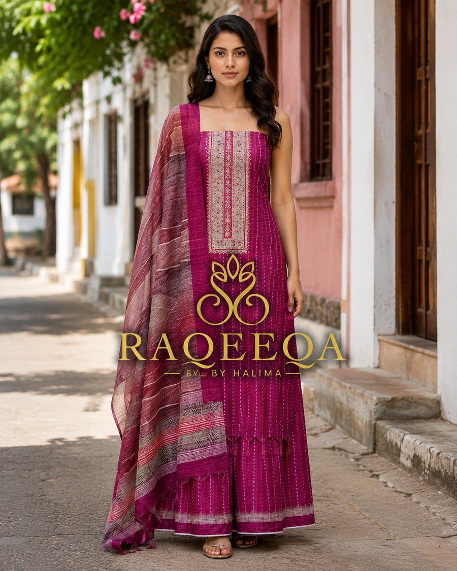 Jute Silk with Unique Handwork & Zardosi Work