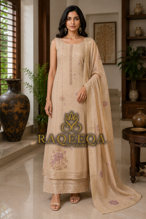 Pure Mul Chanderi Silk with Hand Embroidery & Banarasi Weaving