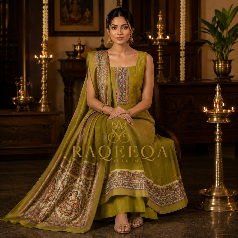 Semi Tusser with Madhubani Print
