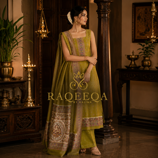 Semi Tusser with Madhubani Print