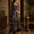 Semi Tusser Silk with Floral Print & Flare Thread Embroidery
