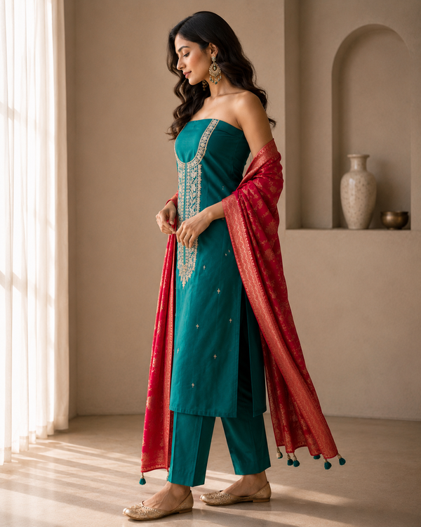 Crepe Silk with Handwork & Pure Soft Banarasi Dupatta