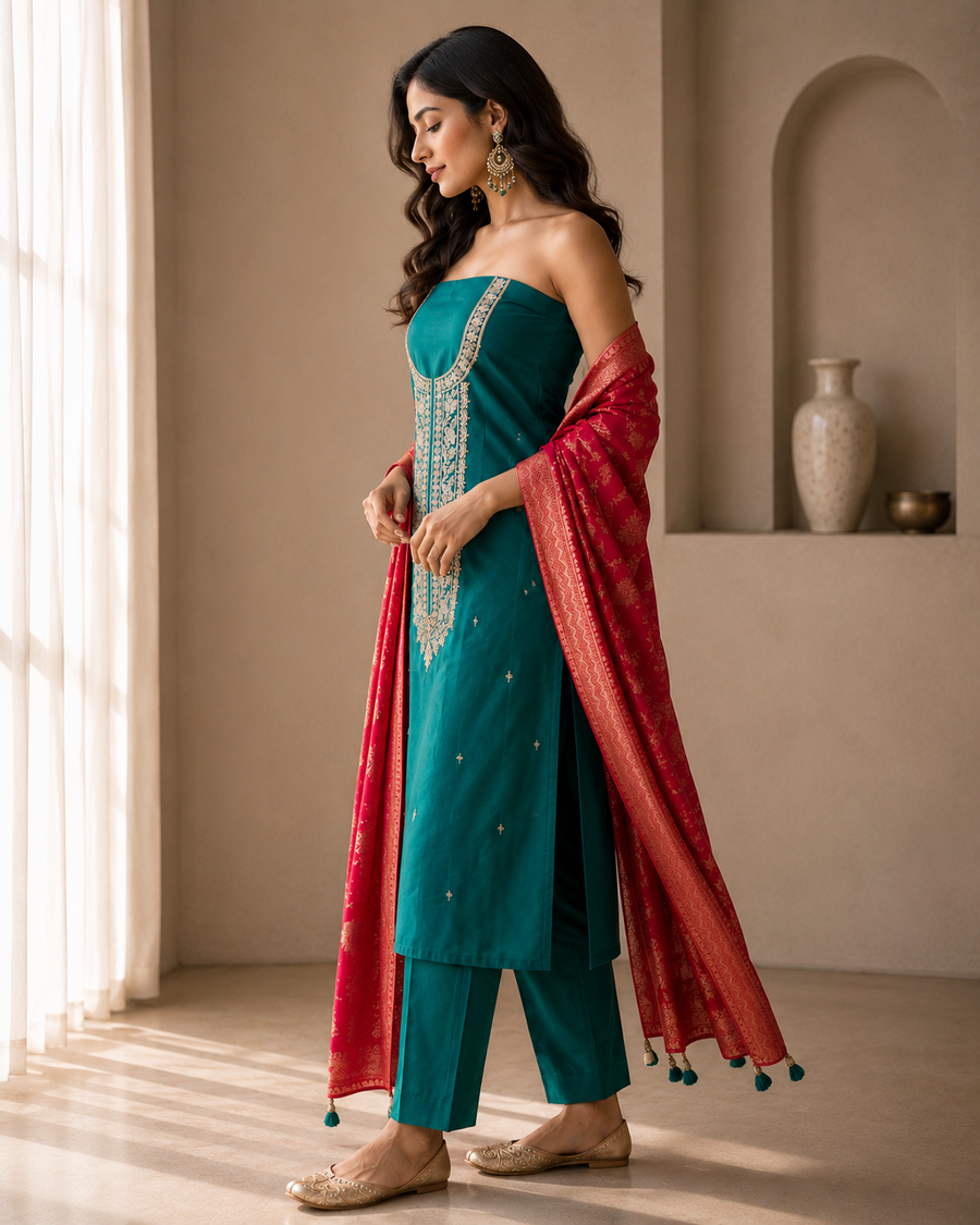 Crepe Silk with Handwork & Pure Soft Banarasi Dupatta