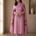 Pure Tusser Silk Top, Pant & Dupatta with Embroidery Work