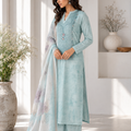Pure Linen Cotton with Mirror Work & Hand Embroidery Floral Dupatta