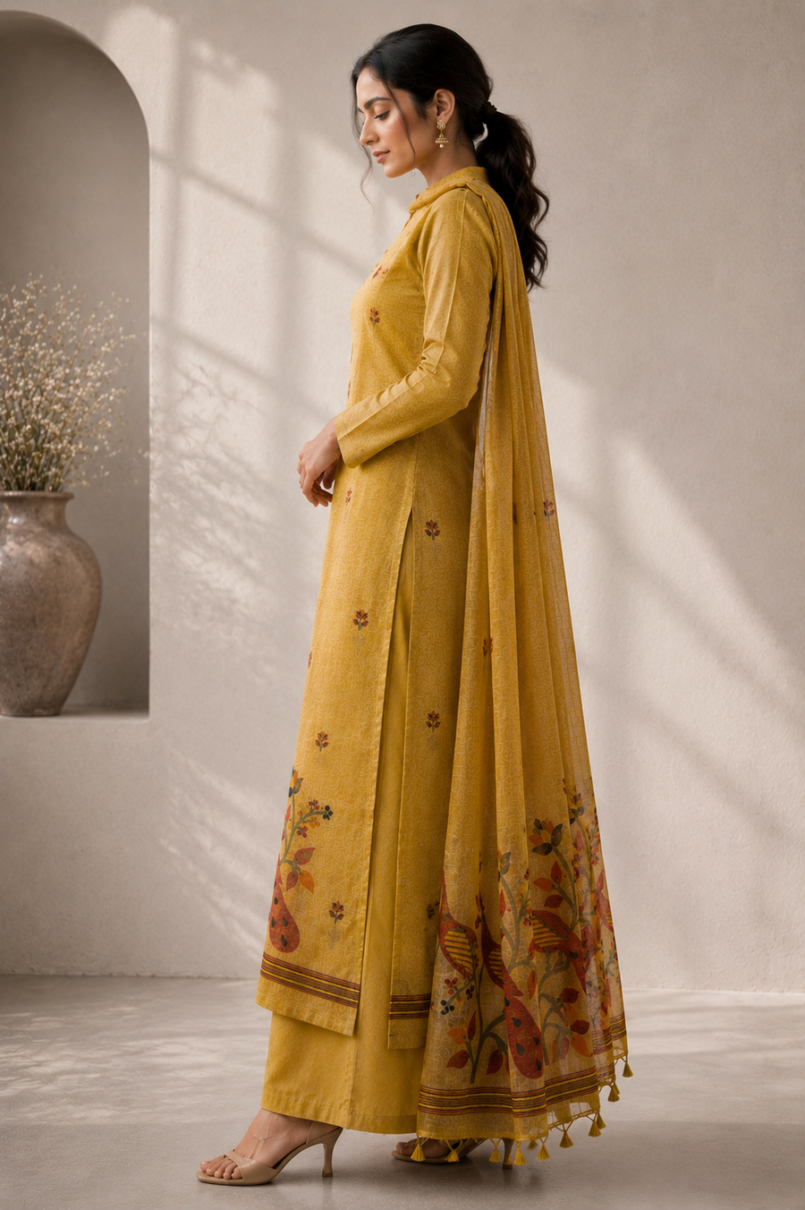 Jamdani Soft Handwoven Embroidery Unstitched Salwar Set