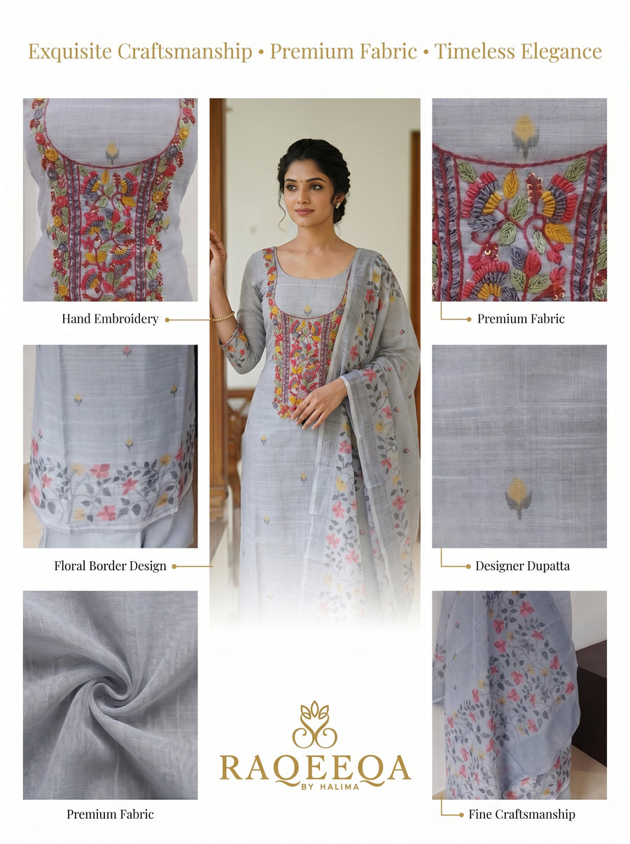 Linen Silk with Embroidery