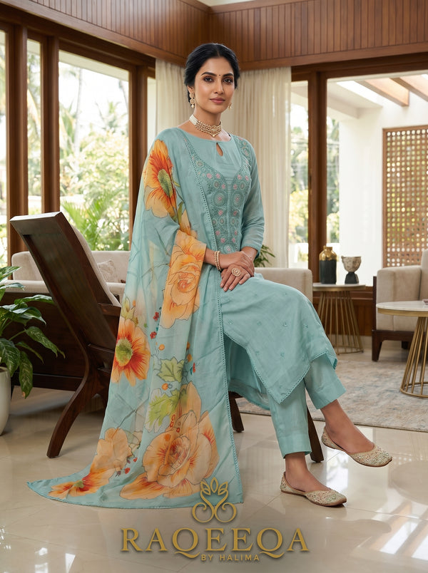 Pure Ultra Soft Organza with Embroidery & Pure Ultra Soft Printed Dupatta