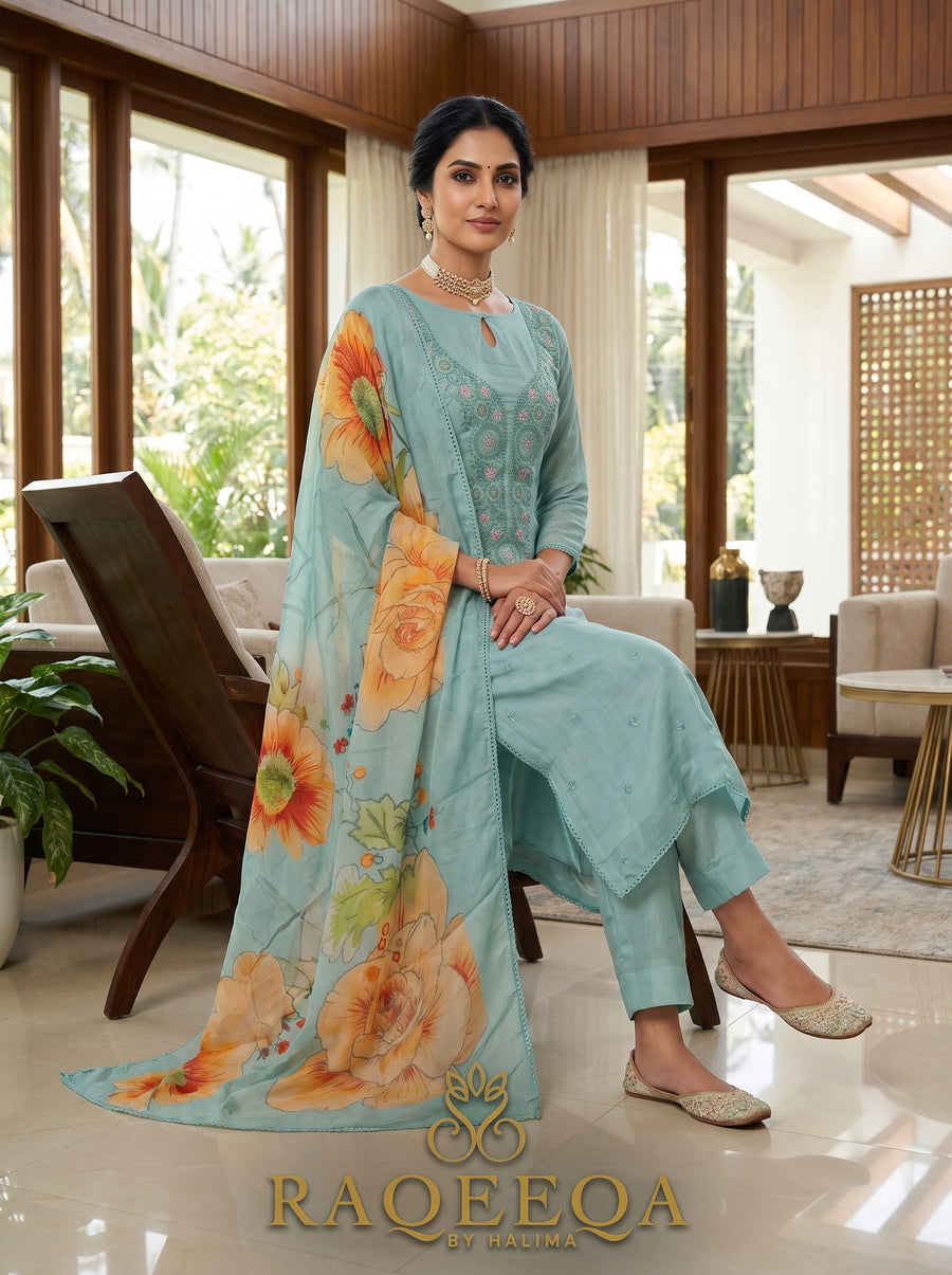 Pure Ultra Soft Organza with Embroidery & Pure Ultra Soft Printed Dupatta