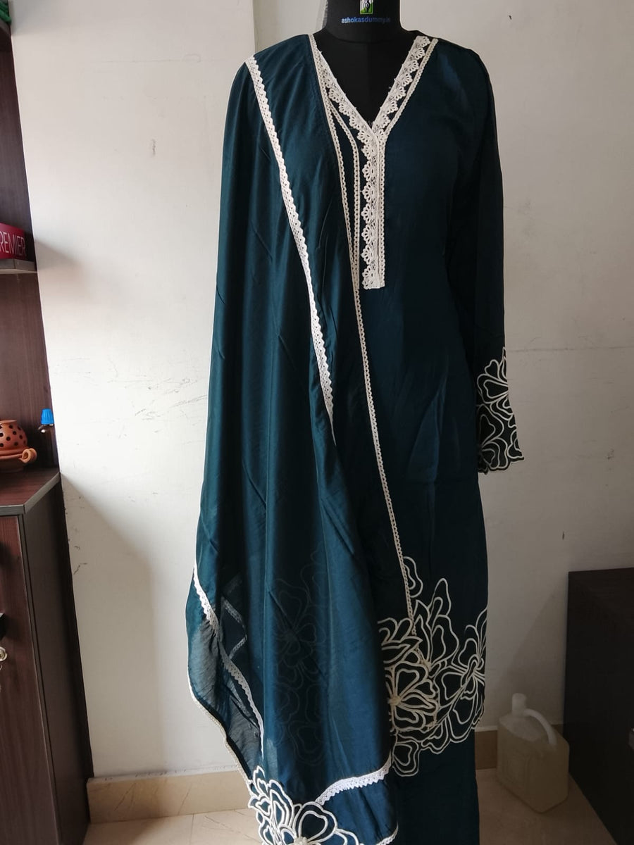Appliqué Work Embroidery Semi Silk Salwar Material
