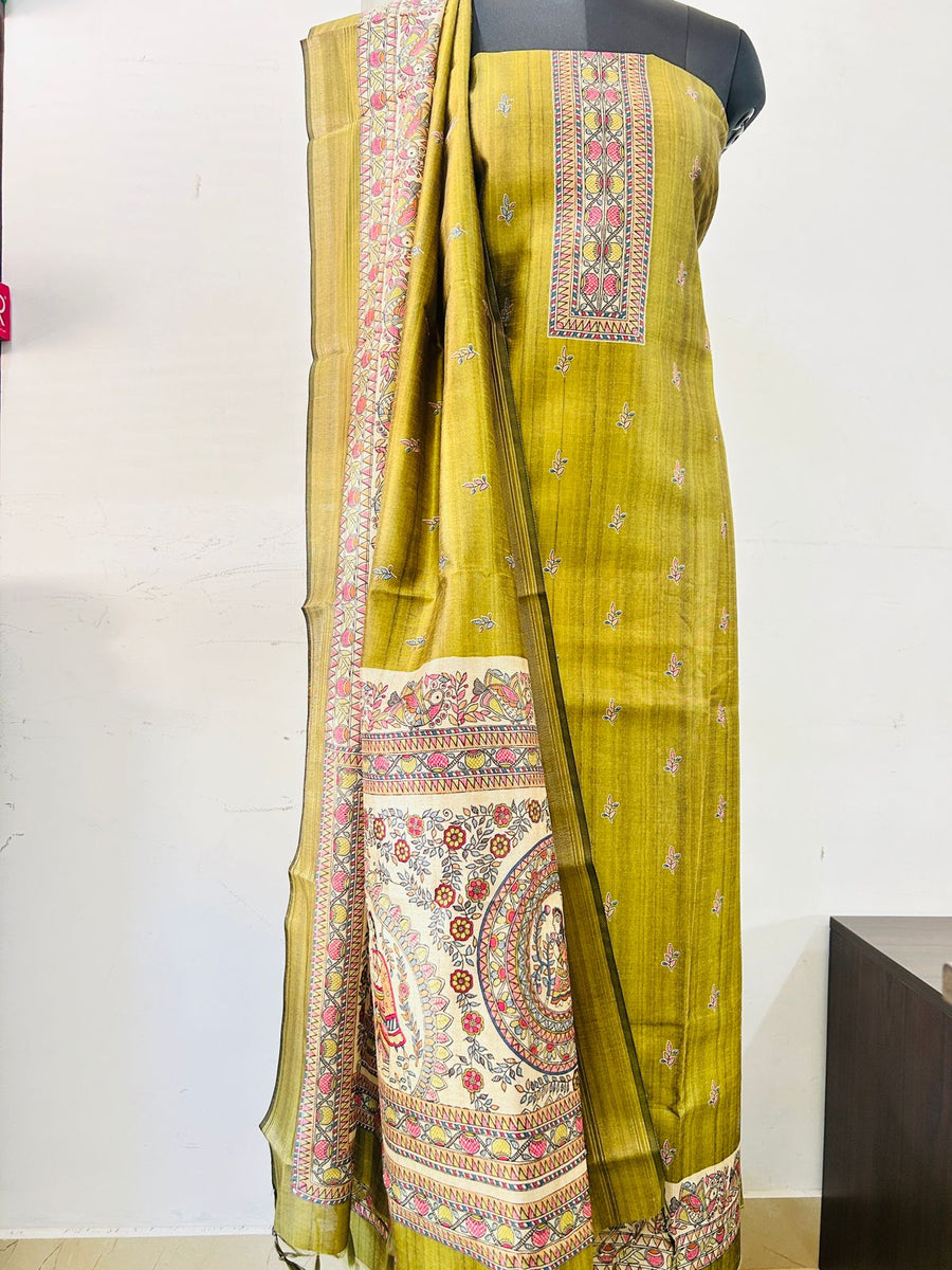 Semi Tusser with Madhubani Print