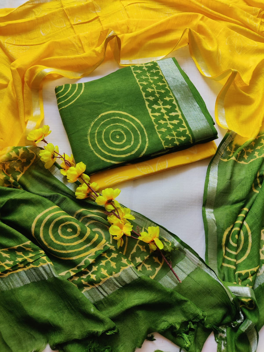 Linen Cotton Unstitched Salwar Suit Material