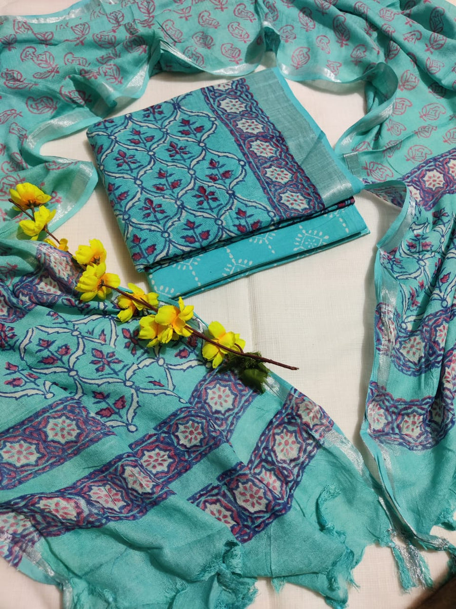 Linen Cotton Unstitched Salwar Suit Material
