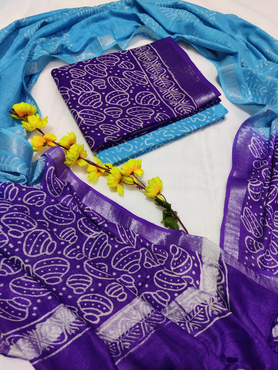 Linen Cotton Unstitched Salwar Suit Material