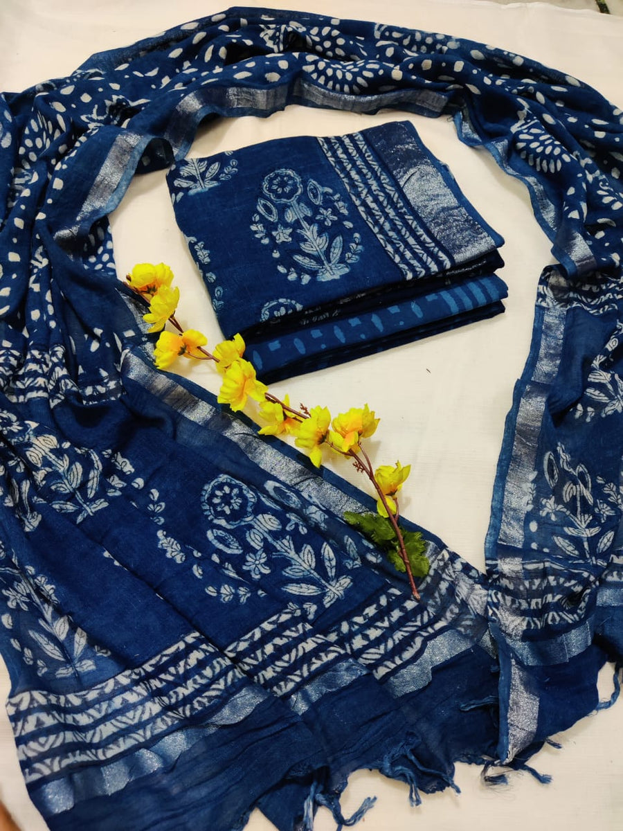 Linen Cotton Unstitched Salwar Suit Material